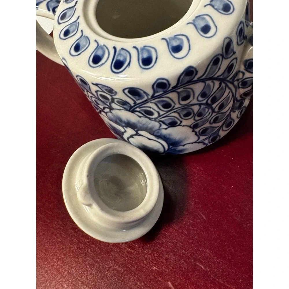 Blue and White Floral Tea-for-One Set Delft Style Tea Pot and Cup